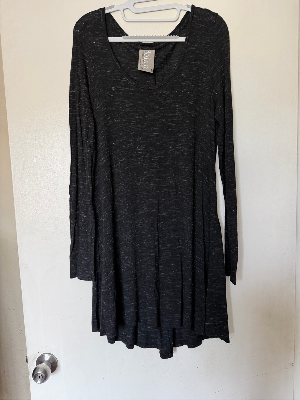Dolan Left Coast Collection Black Space Dye Swing Tunic Top Long Sleeve